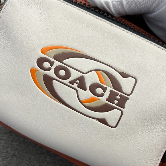 COACH CE552 Leather Track Belt Bag Quilting & Coach Stamp Chalk/Sunset Multi - Picture 9 of 10